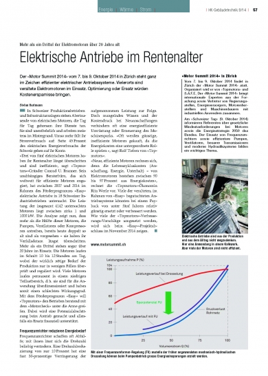 «Elektrische Antriebe im Rentenalter» (HK-Gebäudetechnik 09/14)