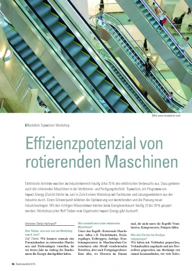 «Effizienzpotenzial von rotierenden Maschinen» (Elektrotechnik 08/16)