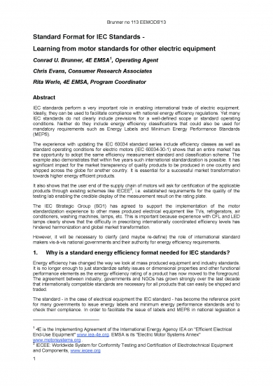 "Standard Format for IEC Standards" (EEMODS'13)