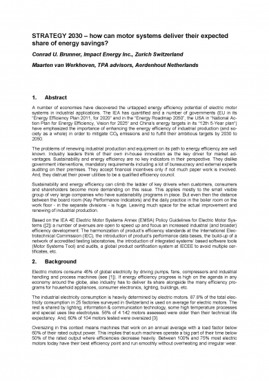 "STRATEGY 2030 – how can motor systems deliver their expected share of energy savings?" (EEMODS'15)