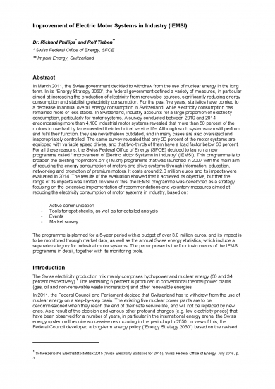 "Improvement of Electric Motor Systems in Industry (IEMSI)" (EEMODS'17/paper)