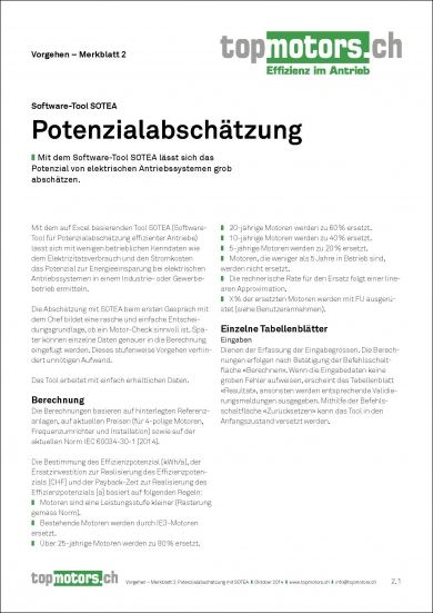 Merkblatt Nr. 02: Potenzialabschätzung mit Software-Tool SOTEA 