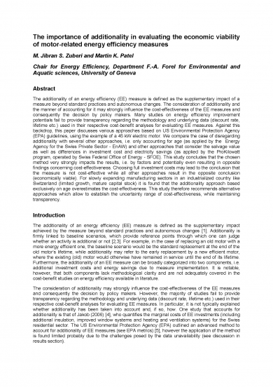 "The importance of additionality in evaluating the economic viability of motor-related efficiency measures"  (EEMODS'17/paper)